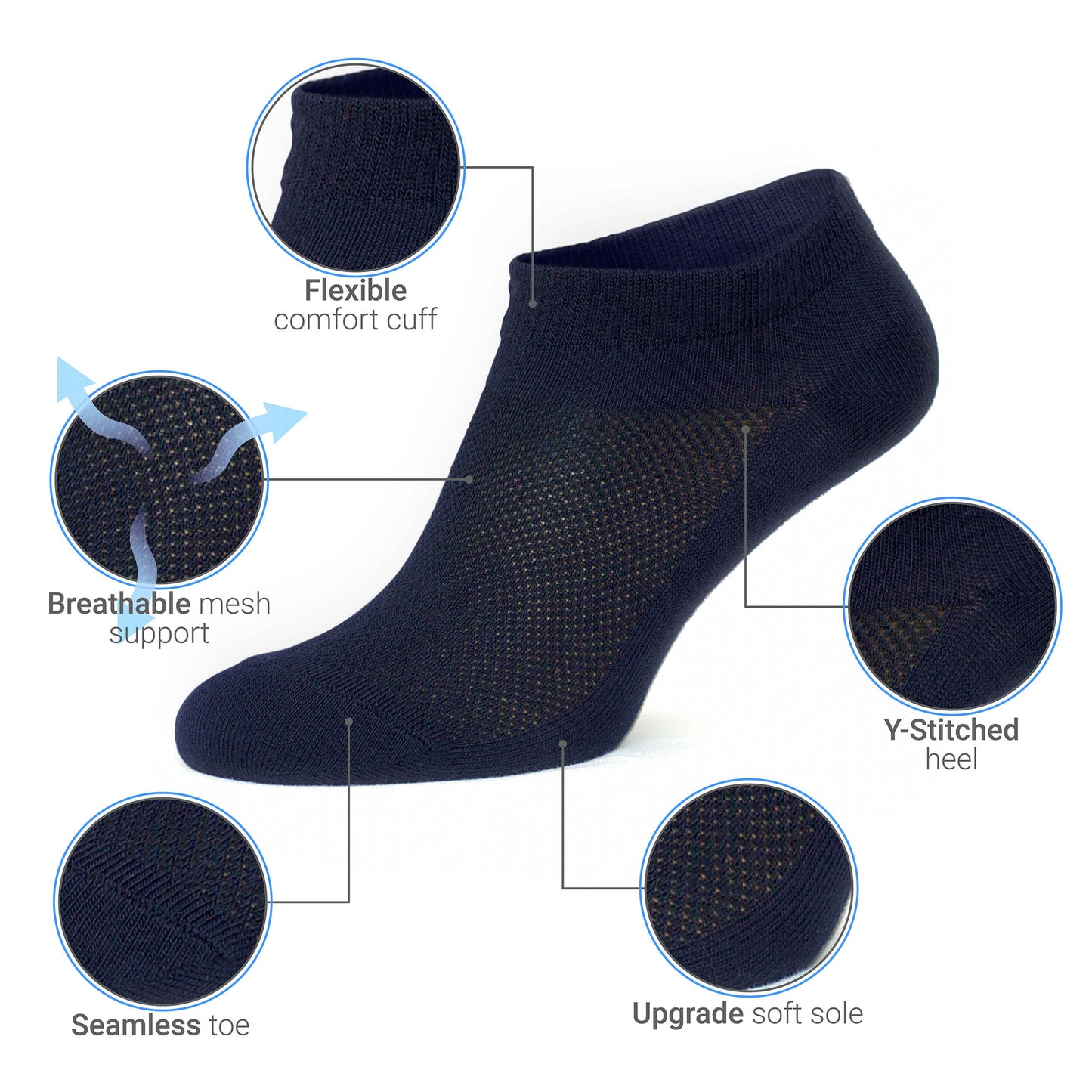 Unisex Ultra Thin Womens Socks Breathable Cotton Ankle Socks, size 7-9, in bag 4 pairs